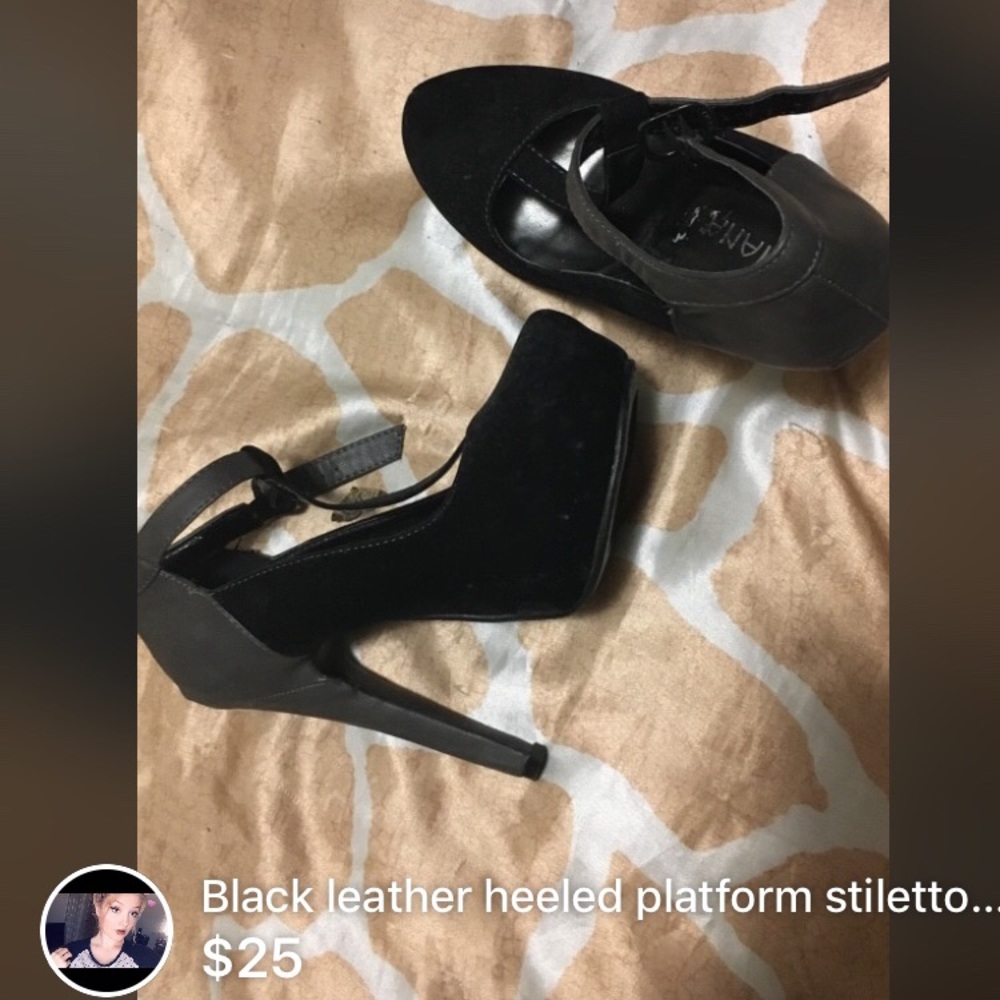 Black leather heels
